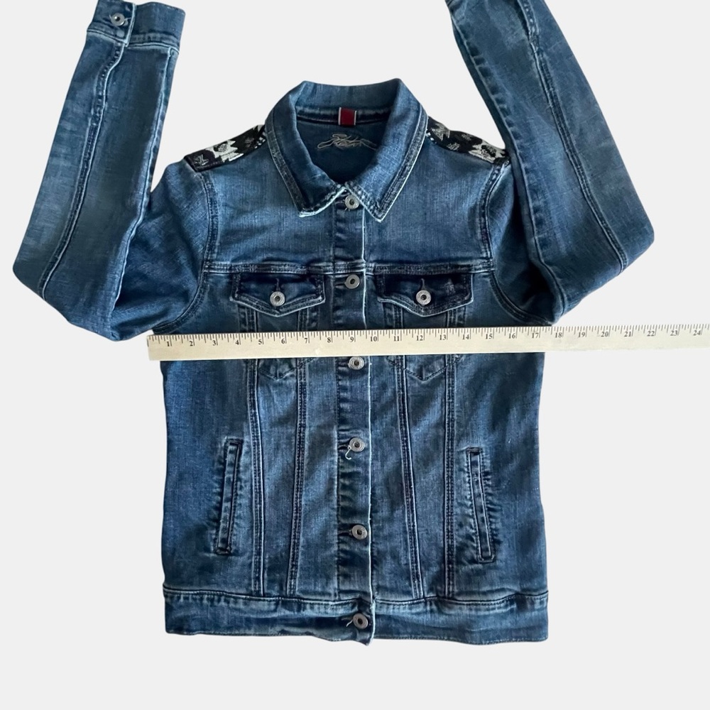 Stetson Denim Trucker Jacket Womens Small Western Southwestern Aztec Embroidered - Picture 6 of 12